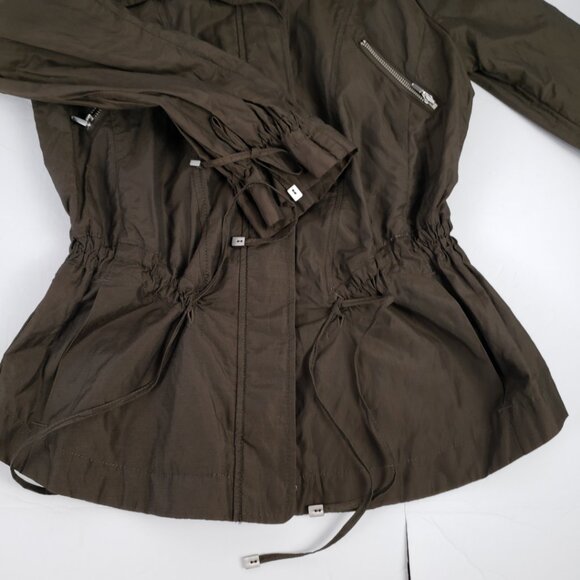 COLE HAAN Sz PXS Olive Green Jacket Adjustable Women Petite Pockets Utility Coat - Picture 11 of 15